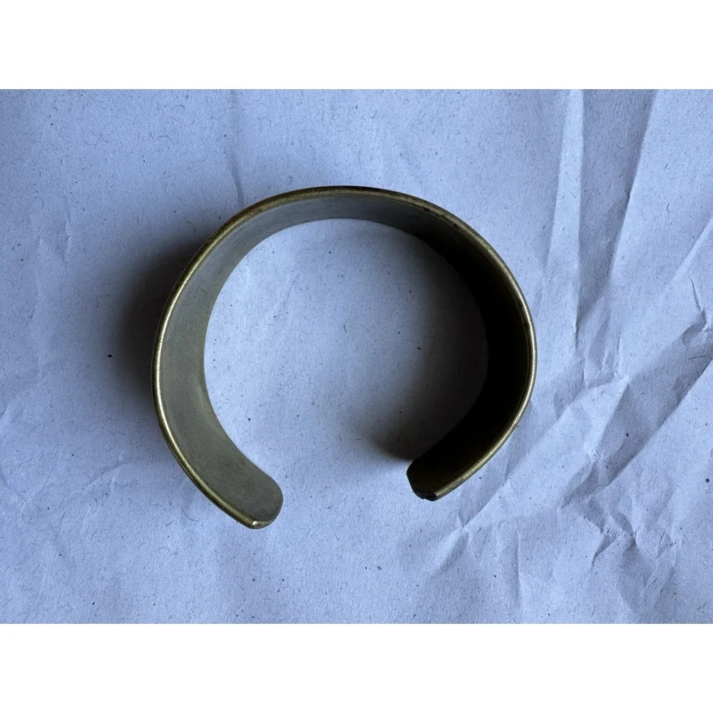 Vintage Brass Cuff  Bracelet bohemian or ethnic aesthetic embossed floral design